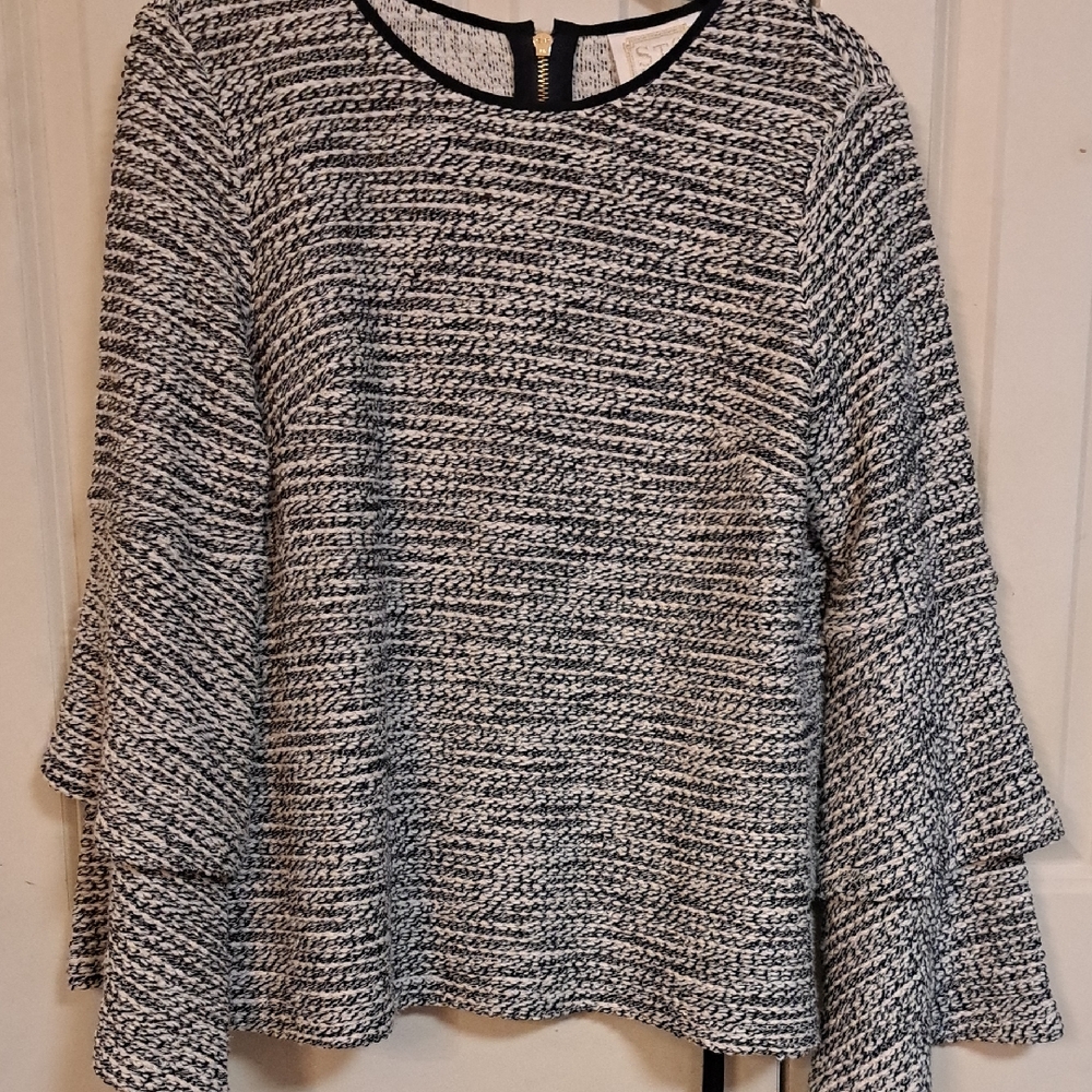 STS SAIL to SABLE Chic Black and White Textured Top